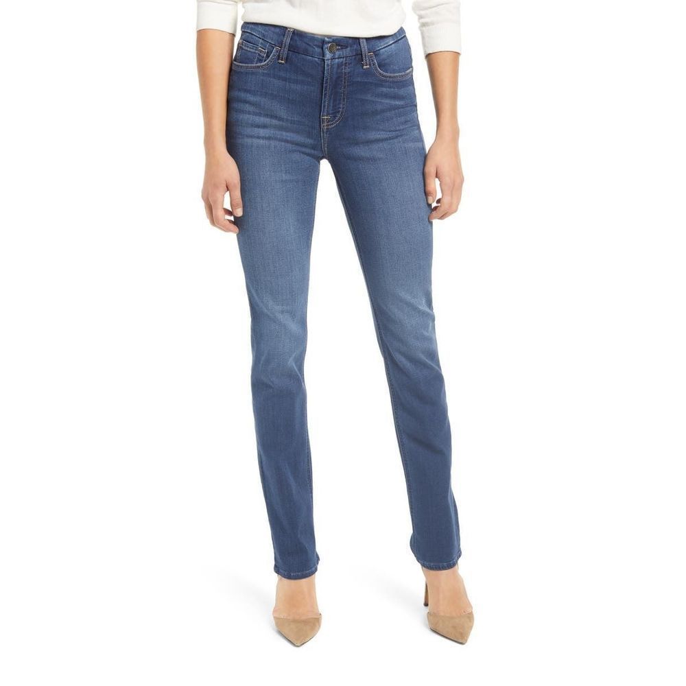 JEN7 By 7FAMK Mid Rise Straight Leg Denim Stretch Jeans Size 4